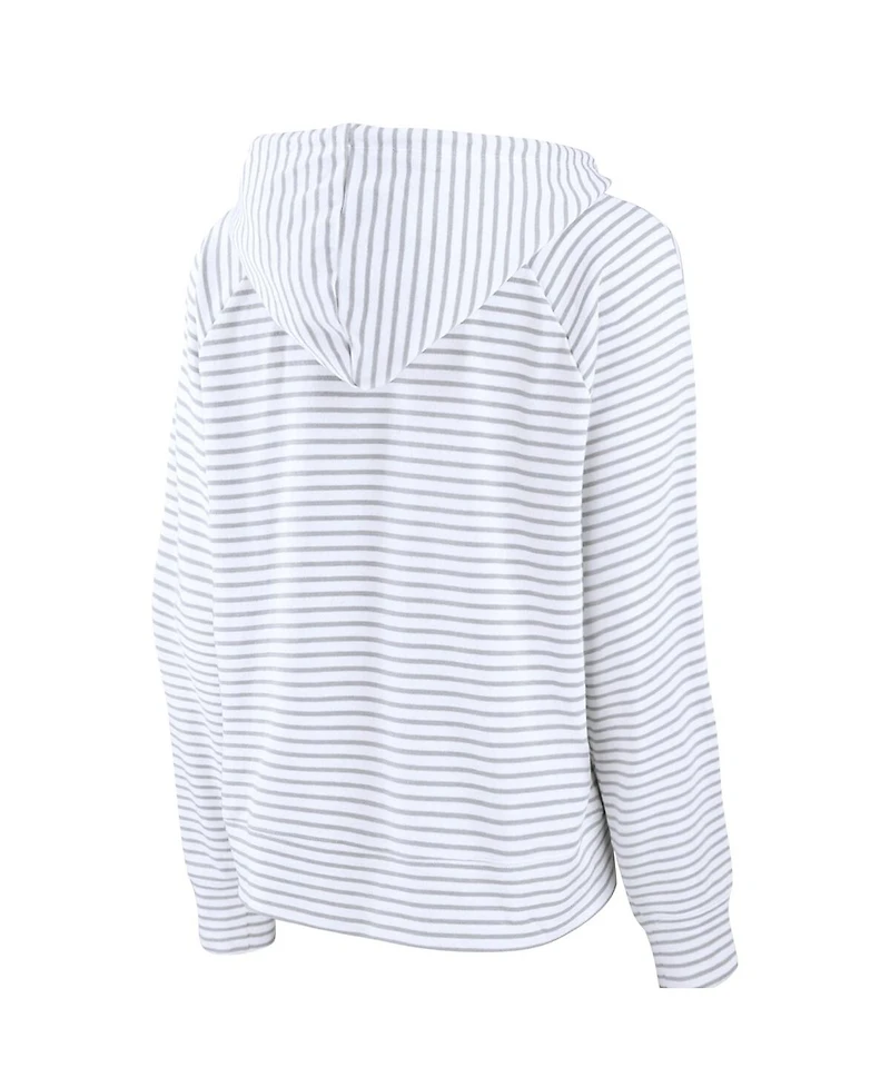 Women's Fanatics White West Virginia Mountaineers Striped Notch Neck Pullover Hoodie