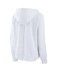Women's Fanatics White West Virginia Mountaineers Striped Notch Neck Pullover Hoodie