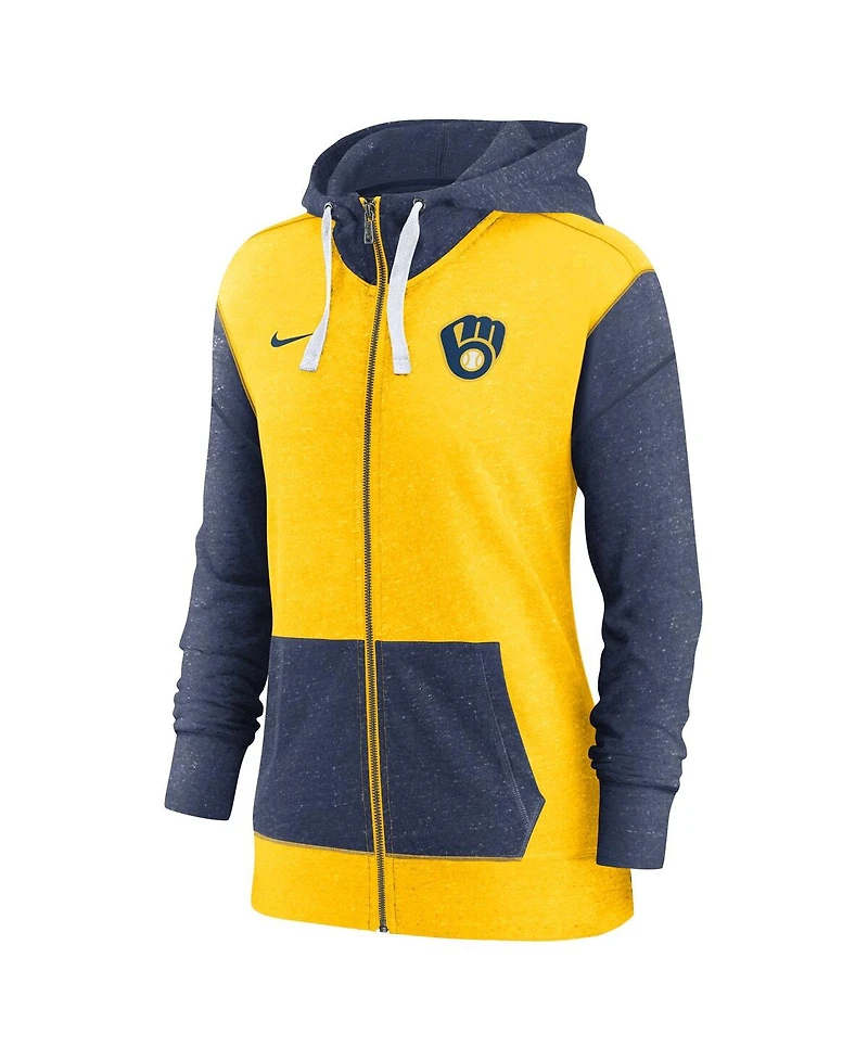 Women's Nike Gold Milwaukee Brewers Full-Zip Hoodie