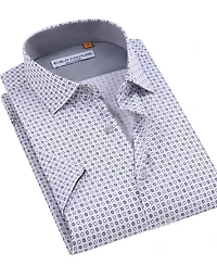 Suslo Couture Men's Slim-Fit Geo-Print Performance Shirt