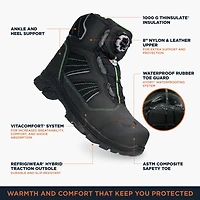 RefrigiWear Men's Men s Extreme Hiker Waterproof Insulated Freezer Boots with Boa Fit System - Ultimate Cold Weather Protection and Comfort