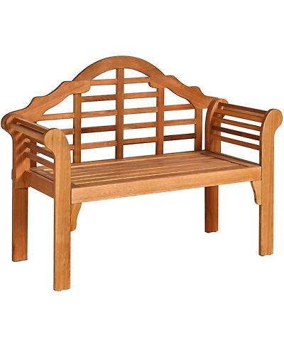 Costway 49'' Outdoor Folding Bench Eucalyptus Wood Backrest Armrest