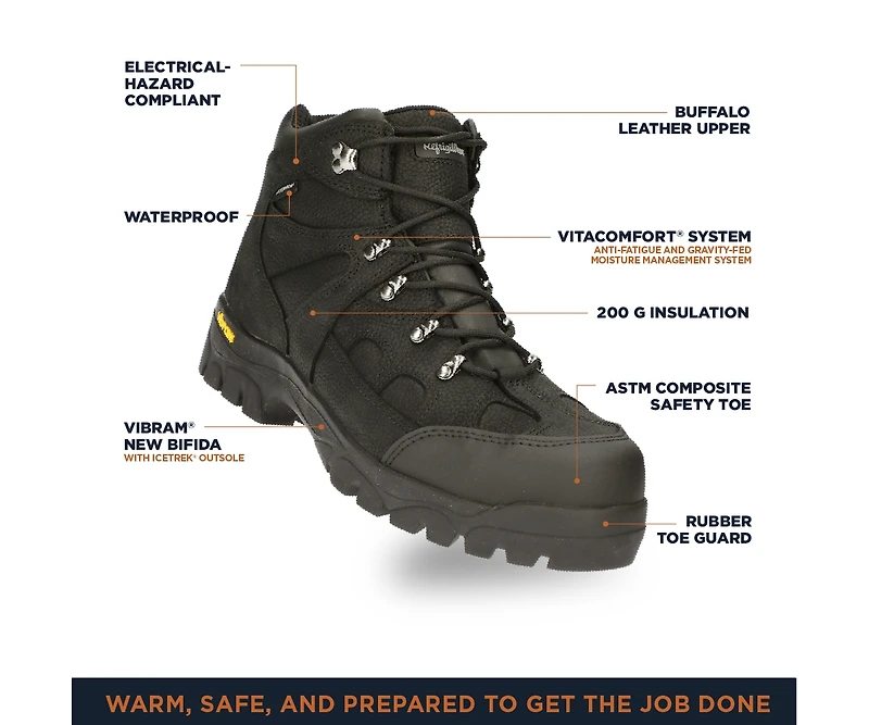 RefrigiWear Men's EnduraMax Boot - Waterproof Leather Work Boots with Vibram Outsole