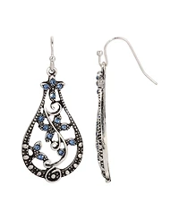 2028 Crystal Blue Flower Drop Earrings
