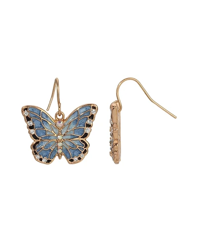 2028 Enamel Crystal Butterfly Earrings