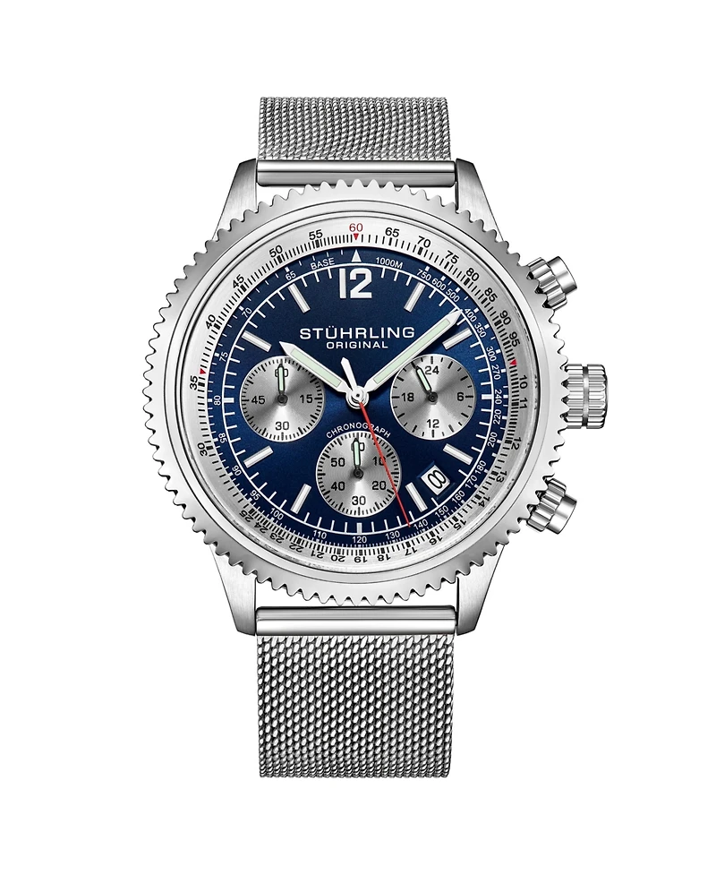 Stuhrling Turbine 4015 Men s Chronograph Watch – 44mm Quartz Movement, Tachymeter Bezel, Aviation-Inspired Design