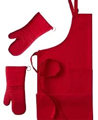 Teflon 3-Piece Apron Set - Teflon Treated 1 Apron, 2 Oven Mitts