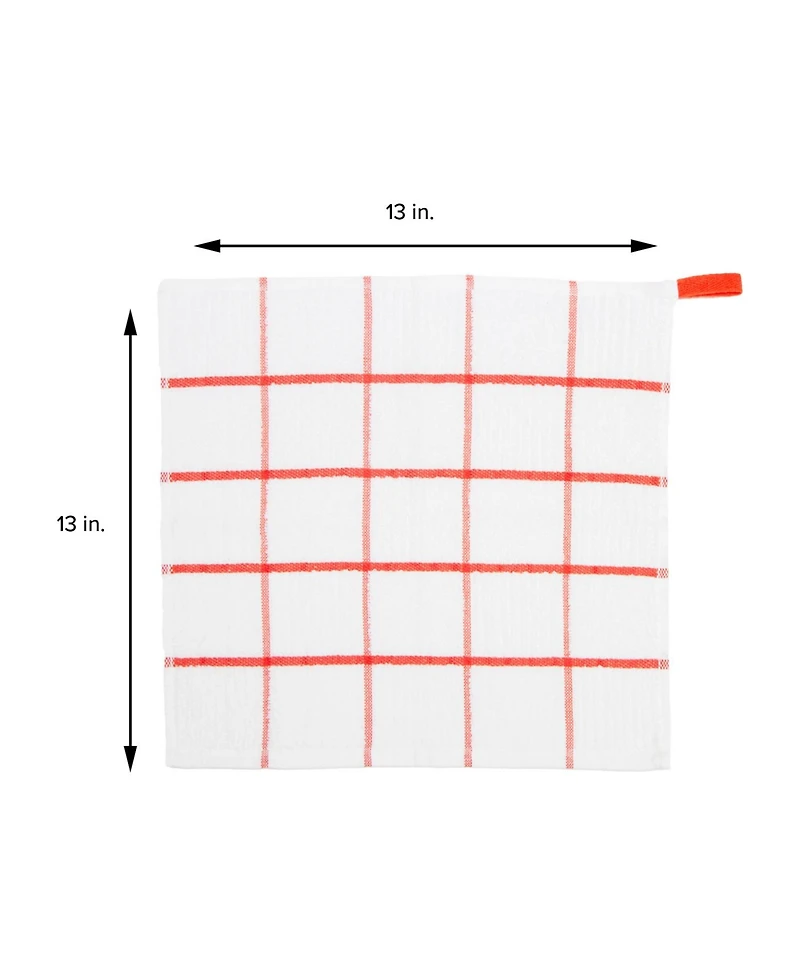 Sloppy Chef Premier Cotton Dishcloths (12 Pack), Striped Windowpane Pattern, 100% Cotton, 13x13 Absorbent Kitchen Cleaning Dish Towels