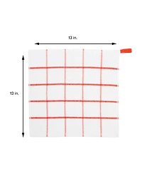 Sloppy Chef Premier Cotton Dishcloths (12 Pack), Striped Windowpane Pattern, 100% Cotton, 13x13 Absorbent Kitchen Cleaning Dish Towels