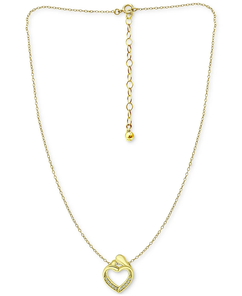 Giani Bernini Cubic Zirconia "Mother & Child" Heart Pendant Necklace in 18k Gold-Plated Sterling Silver and Sterling Silver, 16" + 2" extender, Create