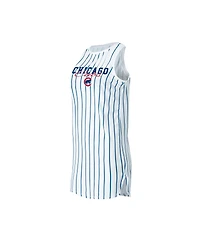 Women's Concepts Sport White Chicago Cubs Reel Pinstripe Knit Sleeveless Nightshirt