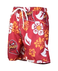 Men's Wes & Willy Maroon Virginia Tech Hokies Floral Volley Logo Swim Trunks
