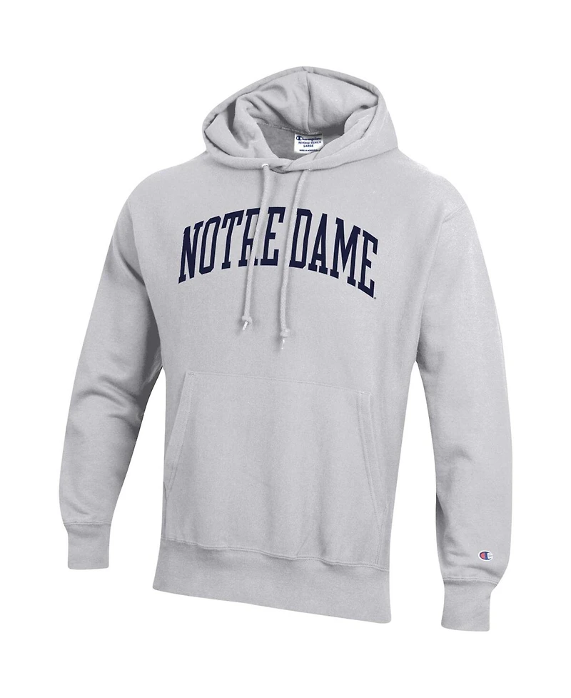 Men's Champion Heathered Gray Notre Dame Fighting Irish Team Arch Reverse Weave Pullover Hoodie