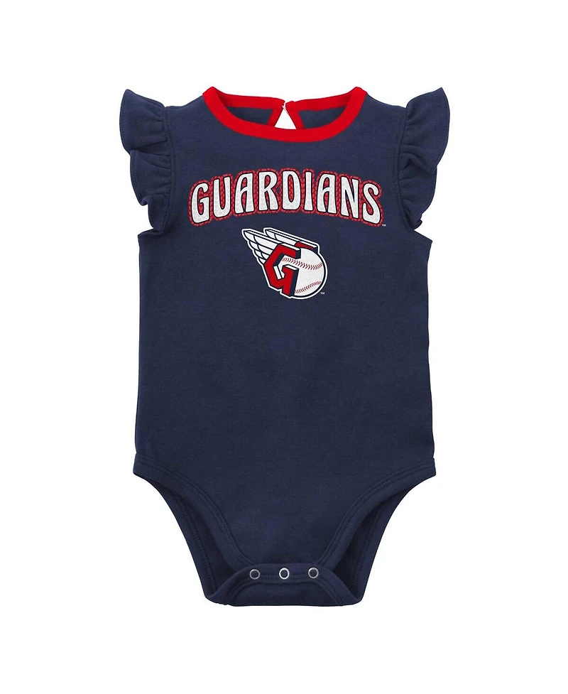 Infant Boys and Girls Navy, Heather Gray Cleveland Guardians Little Fan Two-Pack Bodysuit Set