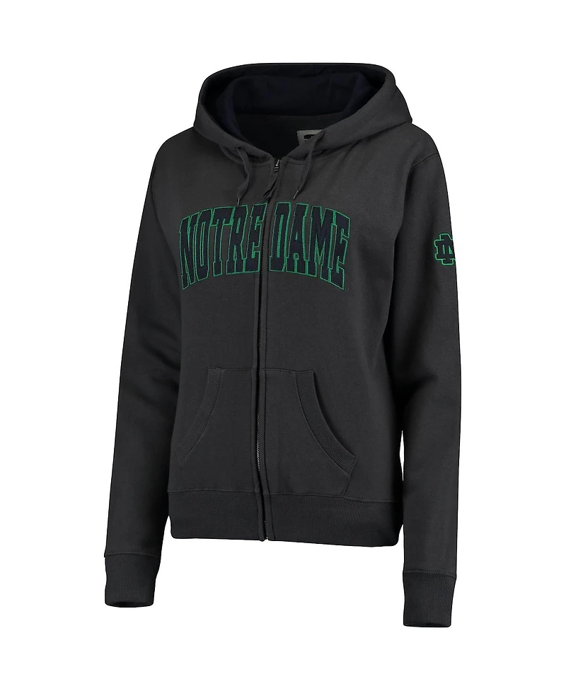 Women's Colosseum Notre Dame Fighting Irish Arched Name Full-Zip Hoodie