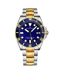 Alexander Men's Vathos Silver-tone|Gold-Tone Stainless Steel , Blue Dial , 42mm Round Watch