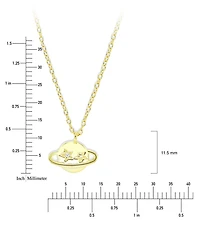Cubic Zirconia Saturn Pendant Necklace, 13" + 2" extender