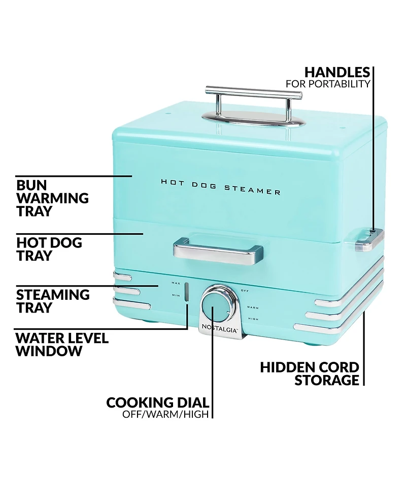Nostalgia 11.25" Hot Dog Steamer
