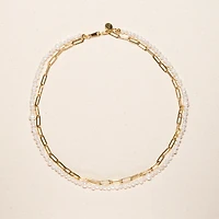 Joey Baby 18K Gold Plated Paper Clip Chain with Freshwater Pearls - Mollie Necklace 17" For Women