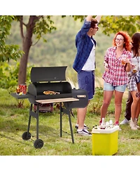 Outsunny 231 Sq.In. Steel Portable Charcoal Bbq Grill and Offset Smoker Combo