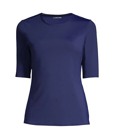 Lands' End Petite Crew Neck Rash Guard Upf 50 Swim Tee