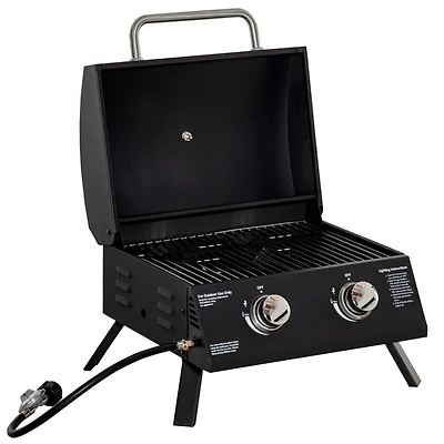 Outsunny Tabletop Propane Gas Grill Bbq w/ 2 Burners Lid Thermometer