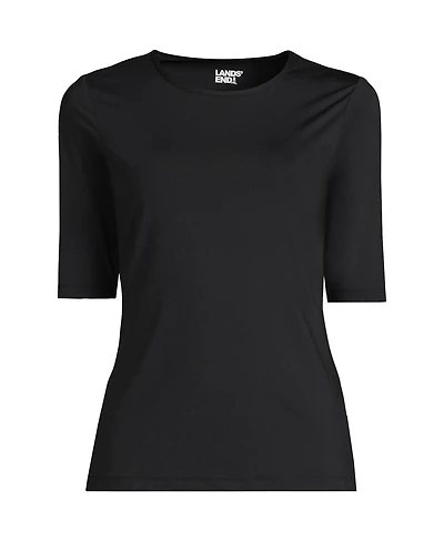 Lands' End Petite Crew Neck Rash Guard Upf 50 Swim Tee