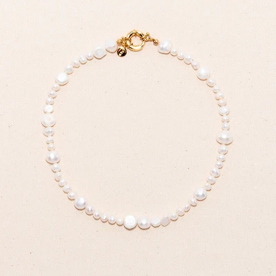 Joey Baby 18K Gold Plated Freshwater Pearls Mix of Different Sizes - Nina Necklace 17" For Women