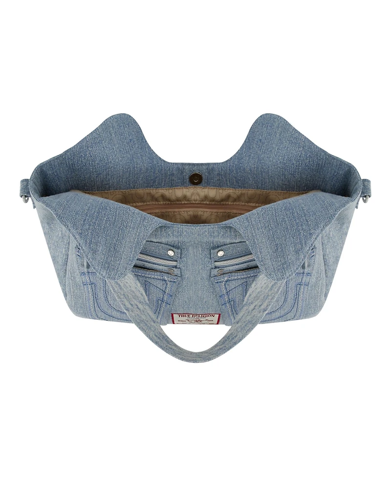 True Religion Women's Horseshoe Stitch Denim Satchel