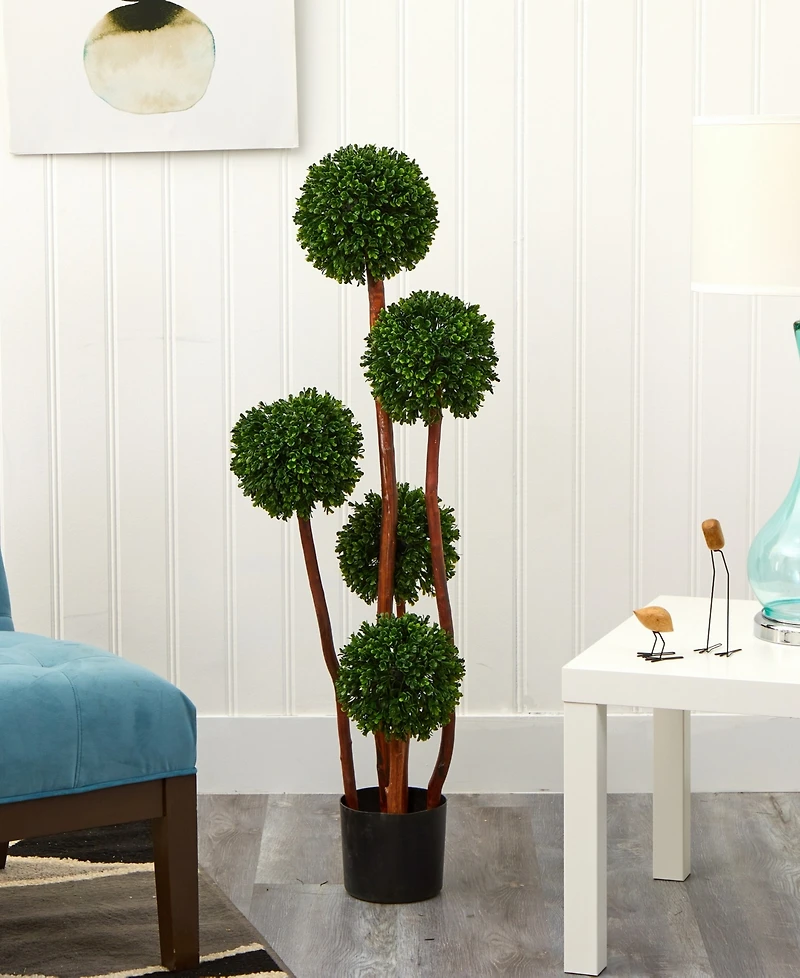 Nearly Natural 4' Boxwood Uv-Resistant Indoor/Outdoor Topiary Tree