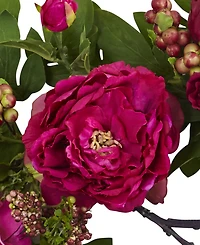 Nearly Natural 20" Peony and Berry Wreath