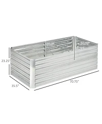 Outsunny Raised Garden Bed, 71" x 36" x 23" Galvanized Steel Planters for Outdoor Plants with Reinforced Rods for Vegetables, Flowers, and Herbs, Silv