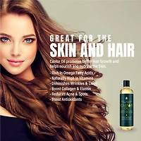 Pursonic Castor oil (16oz): 100% pure, cold-pressed, hexane-free. Ideal for moisturizing, healing, hair growth, and eyelashes.
