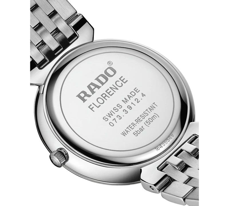 Rado Women's Swiss Florence Classic Diamond (1/20 ct. t.w.) Stainless Steel Bracelet Watch 38mm