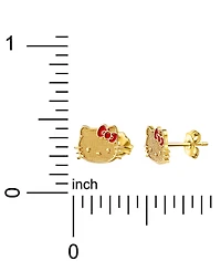 Red Enamel Bow Hello Kitty Stud Earrings in 10k Gold