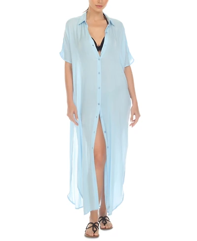 Raviya Women's Button-Down Maxi Dress Cover-Up