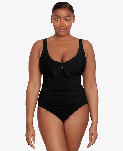 Lauren Ralph Front-Tie One-Piece Swimsuit