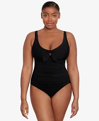 Lauren Ralph Front-Tie One-Piece Swimsuit