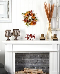 6.5" Autumn Hydrangea and Pinecones Artificial Wreath Set, 2 Piece