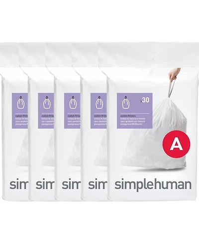 simplehuman Code B 150pk Custom Fit Liners with 5 Quick Dispense Packs