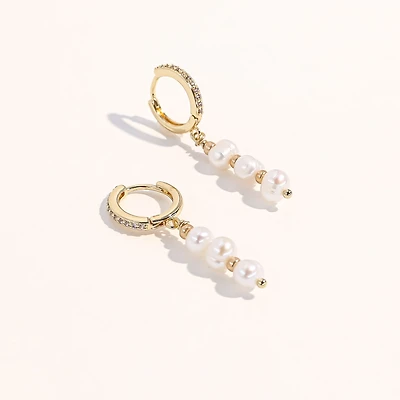 Joey Baby 18K Gold Plated Freshwater Pearls with Rose Gold Beads- Mathilde Earrings For Women