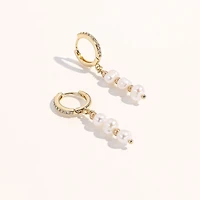 Joey Baby 18K Gold Plated Freshwater Pearls with Rose Gold Beads- Mathilde Earrings For Women