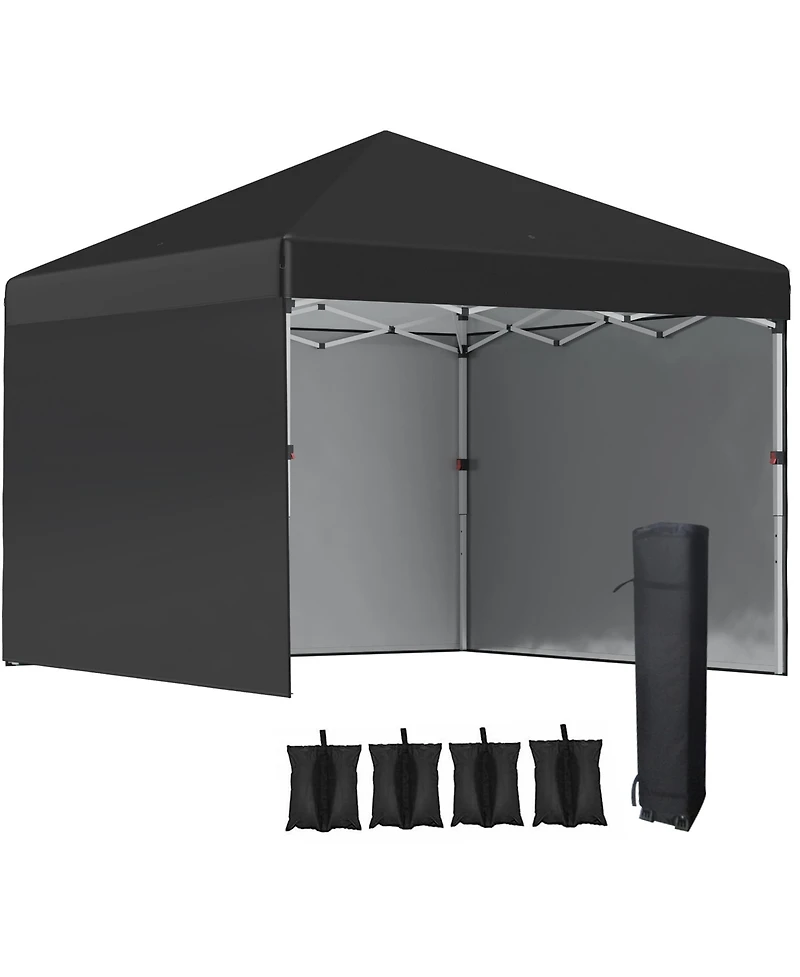 Outsunny 10' x 10' Pop Up Canopy with 3 Sidewalls and Carry Bag,
