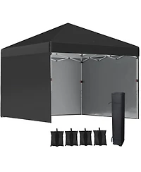 Outsunny 10' x 10' Pop Up Canopy with 3 Sidewalls and Carry Bag,