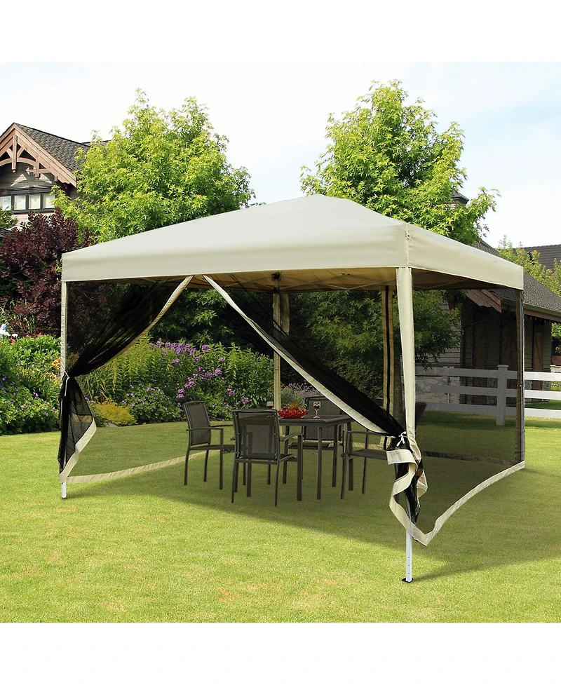 Outsunny 10' x 10' Pop Up Canopy Tent with Breathable Mesh Sidewalls, Easy Height Adjustable, Easy Transport Carrying Bag for Backyard Garden Patio