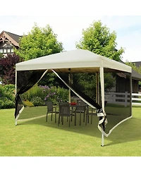 Outsunny 10' x 10' Pop Up Canopy Tent with Breathable Mesh Sidewalls, Easy Height Adjustable, Easy Transport Carrying Bag for Backyard Garden Patio