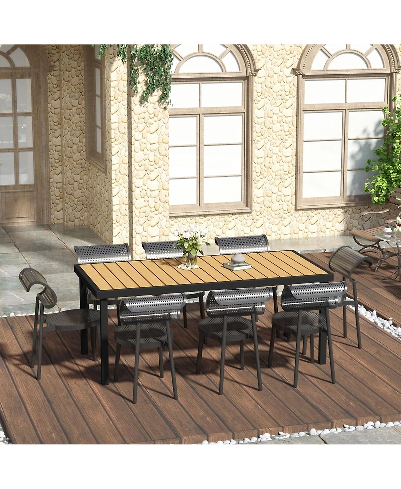Outsunny Outdoor Dining Table for 8 Person, Rectangular, Metal Legs