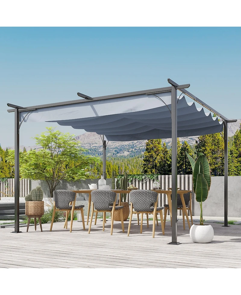 Outsunny 11.5'x11.5' Retractable Patio Gazebo Pergola, Uv Resist,