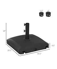 Outsunny Patio Umbrella Base with Wheels, 53lbs Water or 66lbs Sand Filled, Heavy Duty Outdoor Umbrella Stand Holder