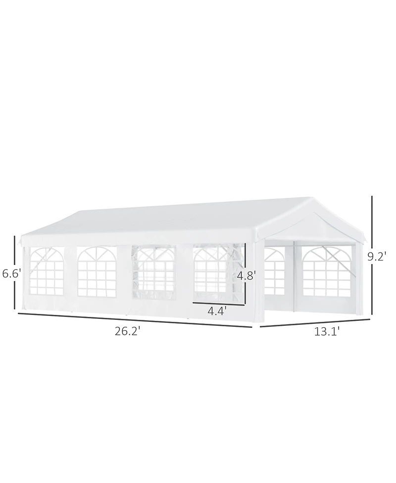 Outsunny 13' x 26' Heavy-duty Large Wedding Tent with Sidewalls,